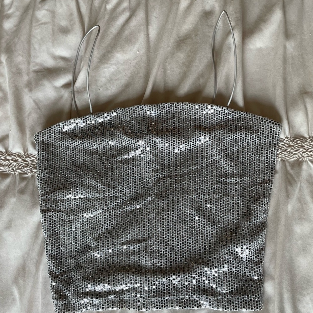 Size S silver glitter crop top from Forever 21